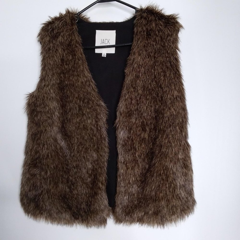 Jack Brown Lined Faux Fur Vest Small